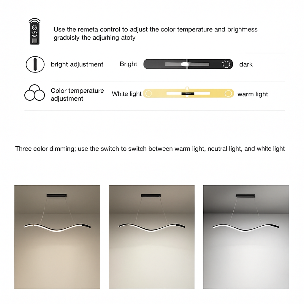 suspension minimaliste en aluminium fer lumière led lustre