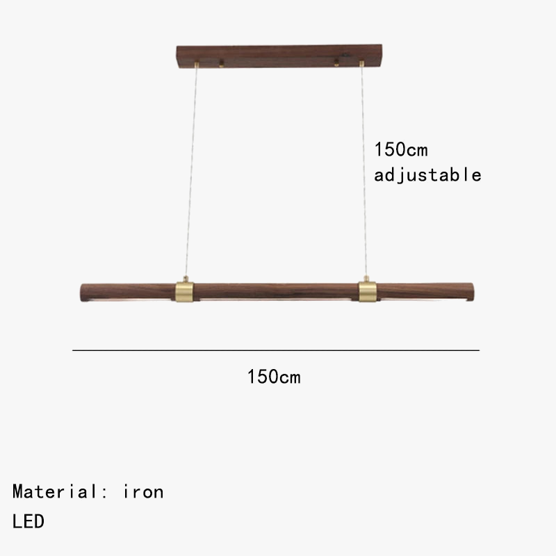 suspension minimaliste en bois et métal hauteur réglable pour divers espaces