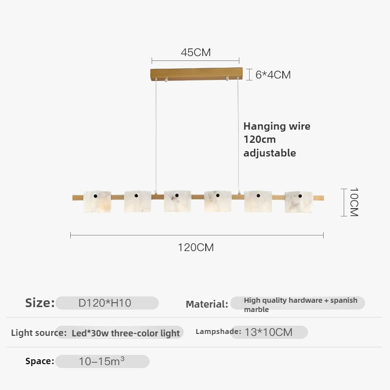 suspension minimaliste en marbre naturel avec éclairage led