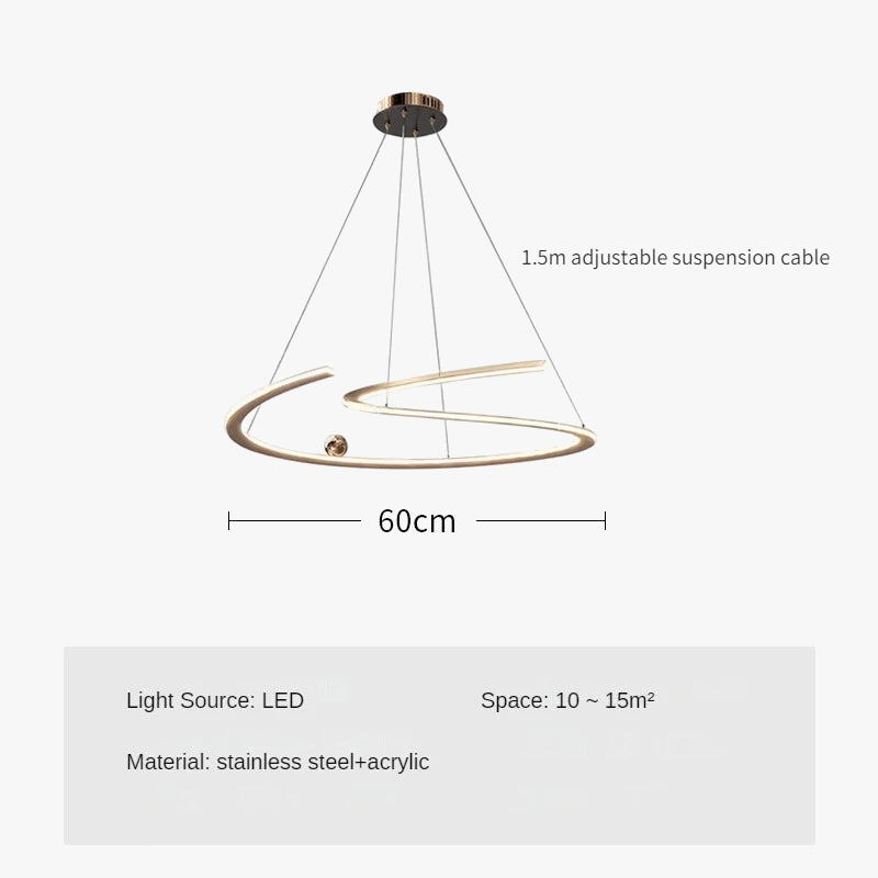 suspension minimaliste italienne à ligne irrégulière pour intérieur moderne