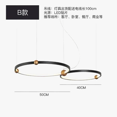 suspension moderne à anneau led pour décoration intérieure