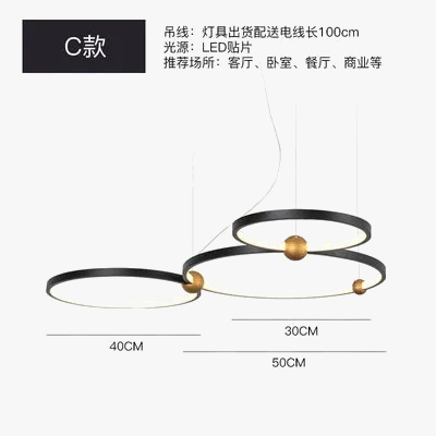 suspension moderne à anneau led pour décoration intérieure