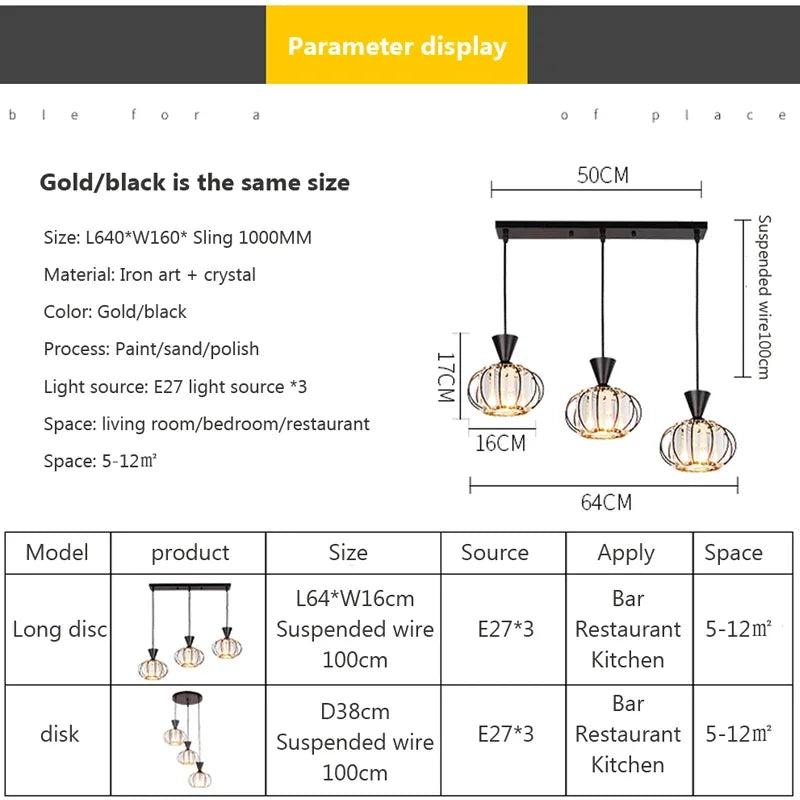 suspension moderne créative à trois têtes pour tous espaces