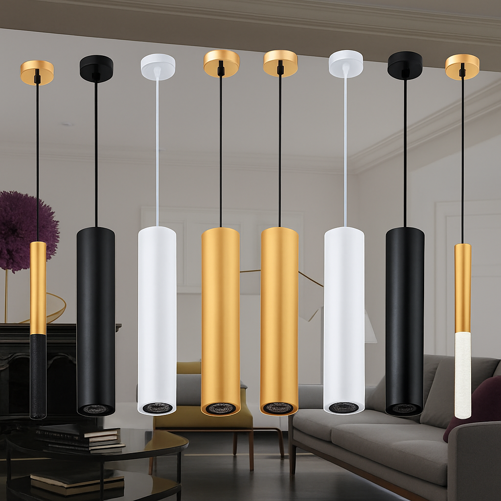 suspension moderne cylindrique en décoration intérieure nordique