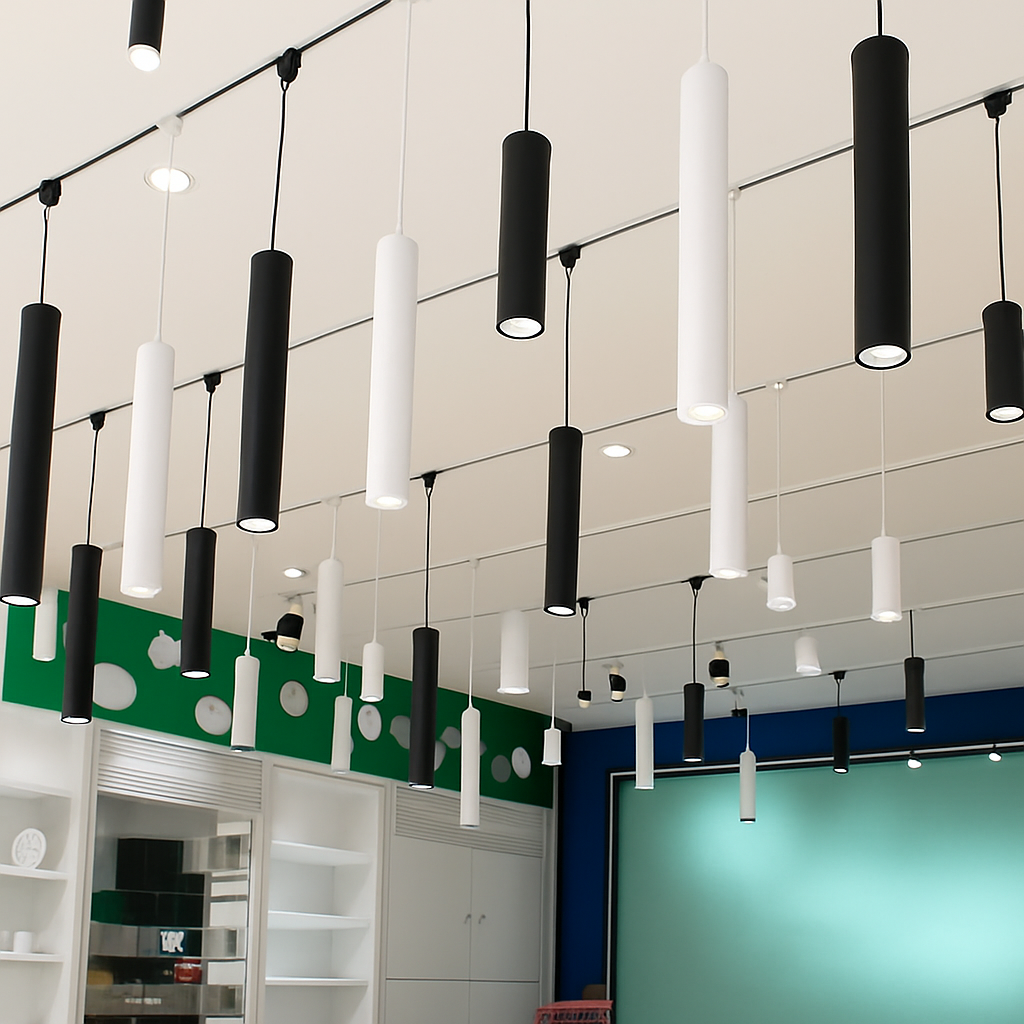 suspension moderne cylindrique en décoration intérieure nordique