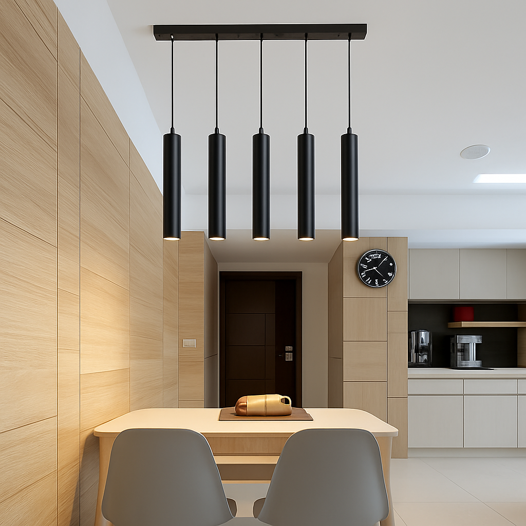 suspension moderne cylindrique en décoration intérieure nordique