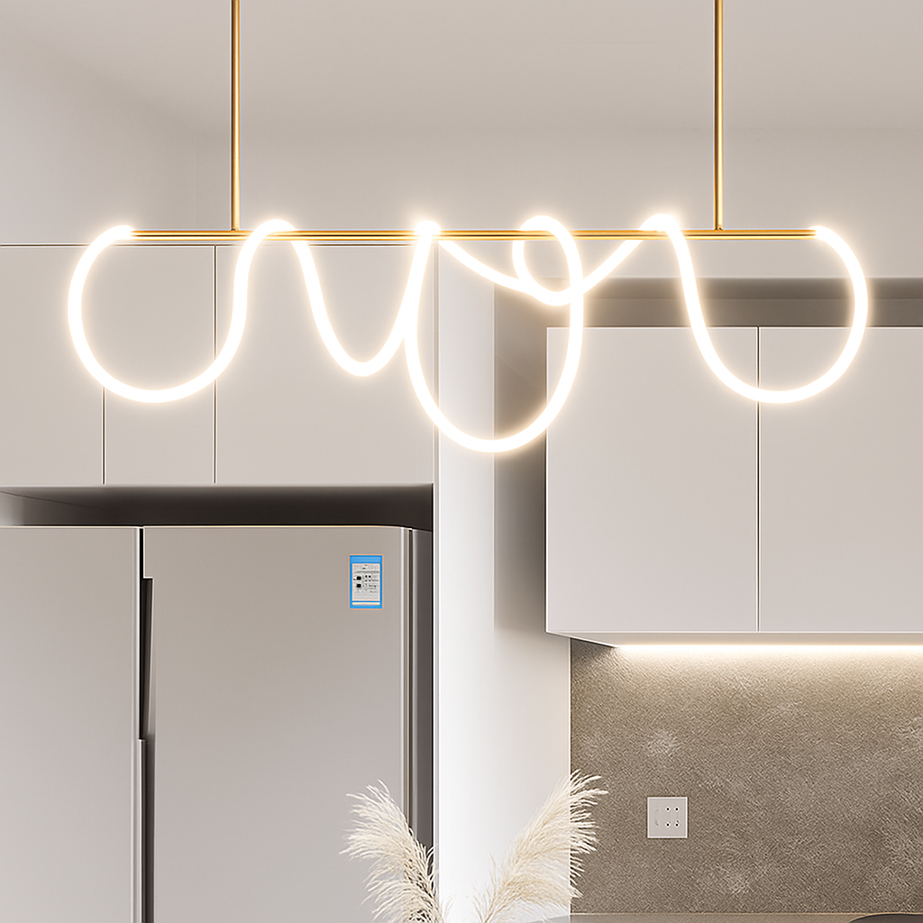suspension moderne design long tube lumineux flexible pour espace contemporain