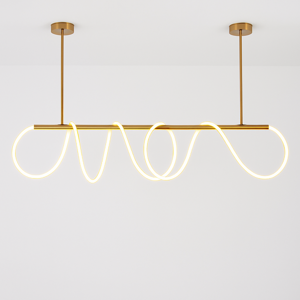 suspension moderne design long tube lumineux flexible pour espace contemporain