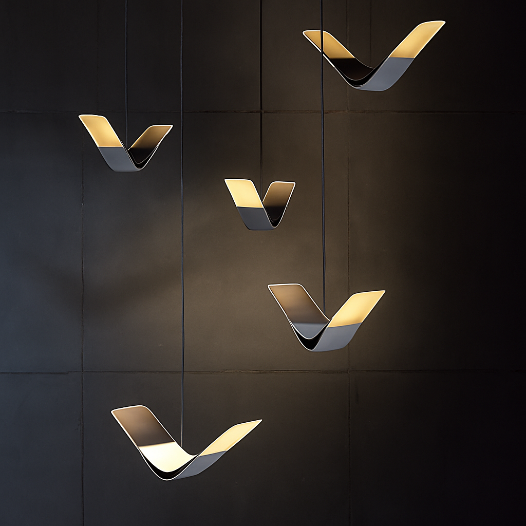 suspension moderne design oiseau volant éclairage tricolore led