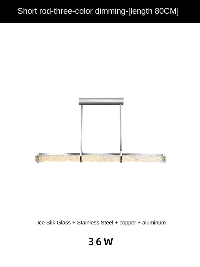 suspension moderne en acier inoxydable avec barre en cristal minimaliste