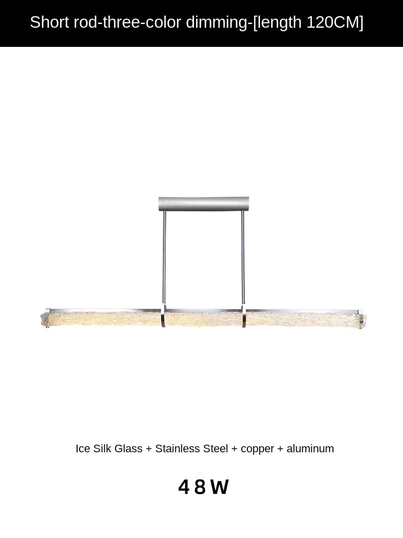 suspension moderne en acier inoxydable avec barre en cristal minimaliste