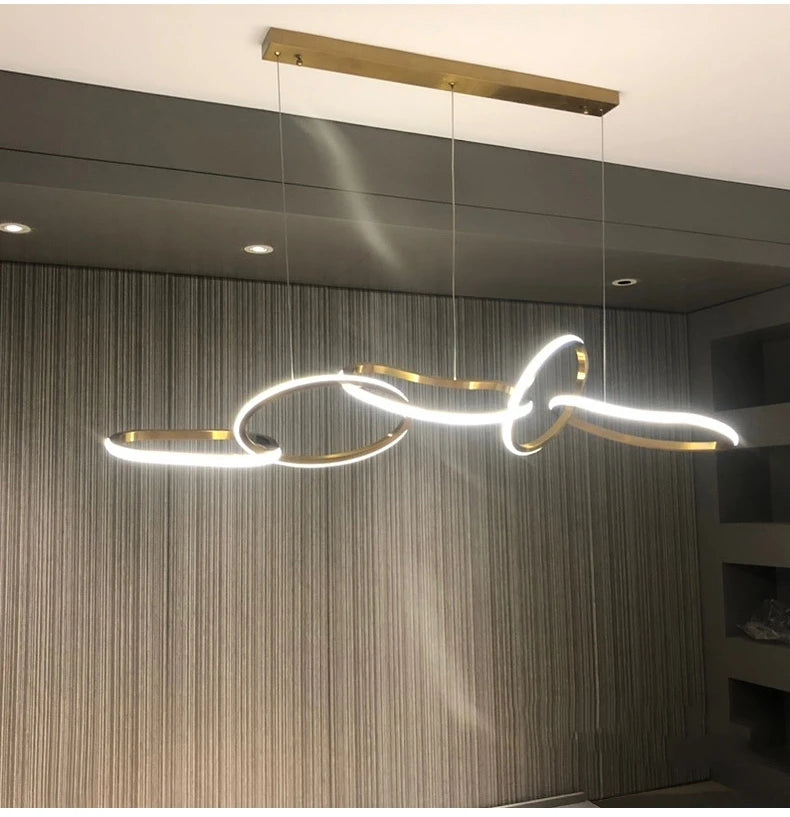 suspension moderne en acier inoxydable doré pour décoration artistique
