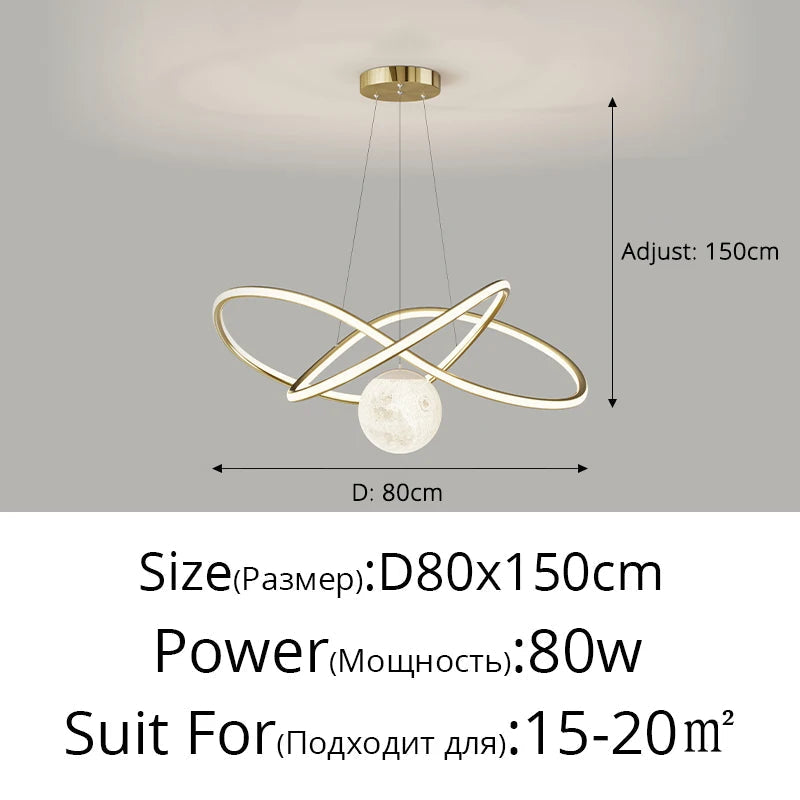 suspension moderne en aluminium pour décoration intérieure élégante