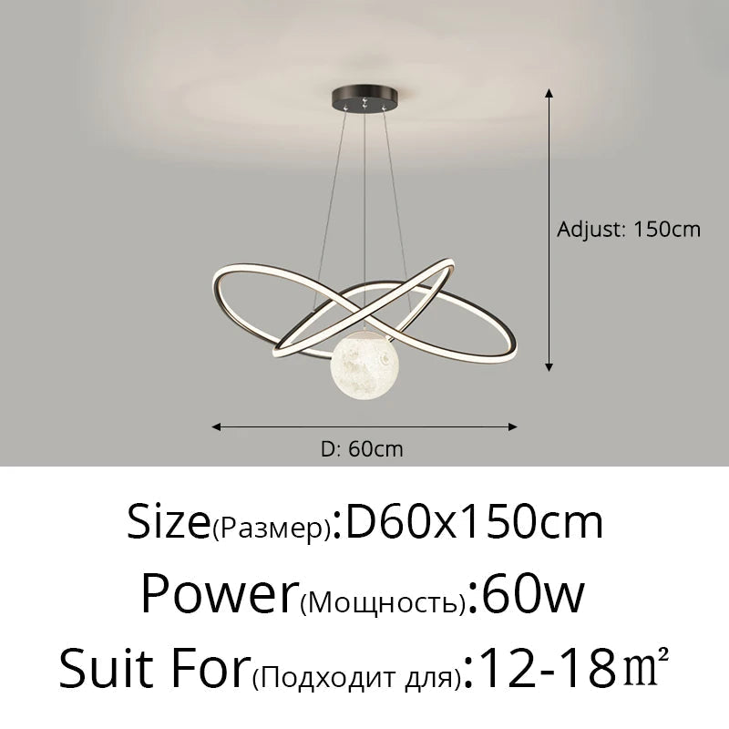 suspension moderne en aluminium pour décoration intérieure élégante