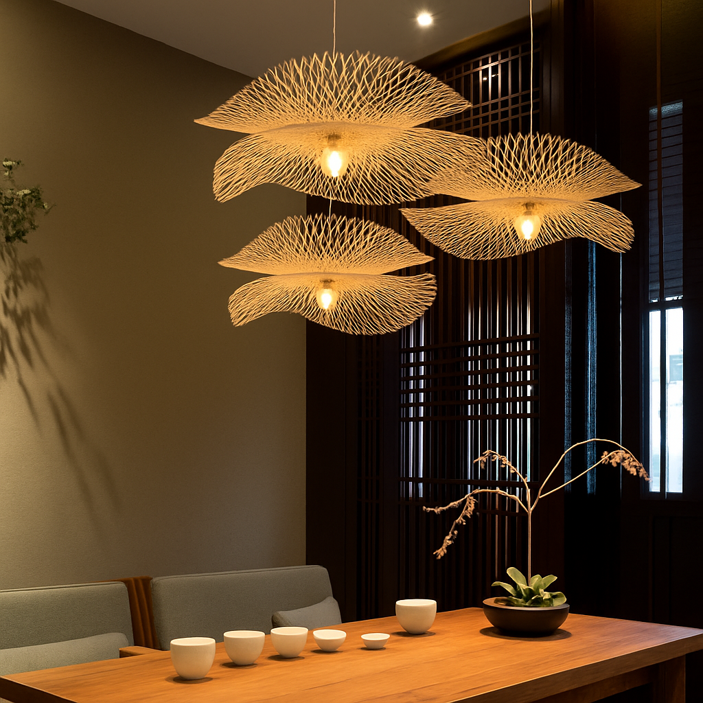suspension moderne en bambou pour décoration intérieure artisanale