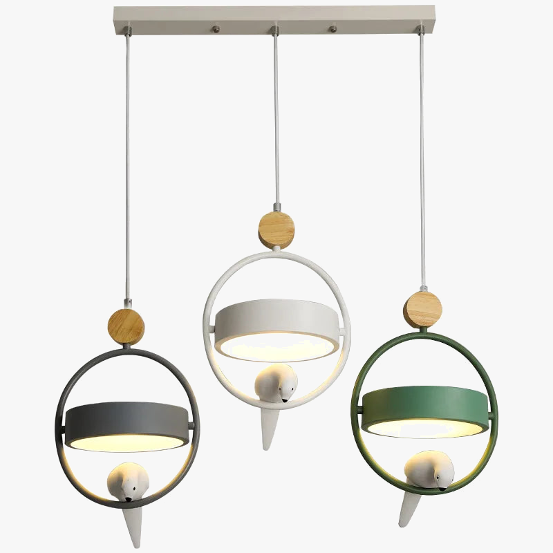 suspension moderne en bois avec éclairage led décoratif intérieur