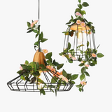 suspension moderne en bois avec éclairage led pour plantes