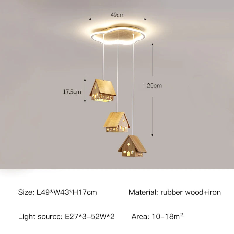 suspension moderne en bois pour décoration créative chambre enfant