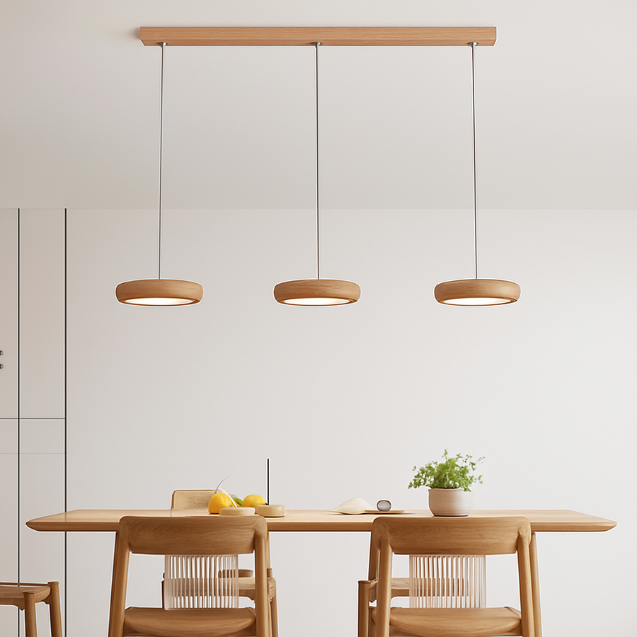 suspension moderne en bois à trois têtes minimaliste