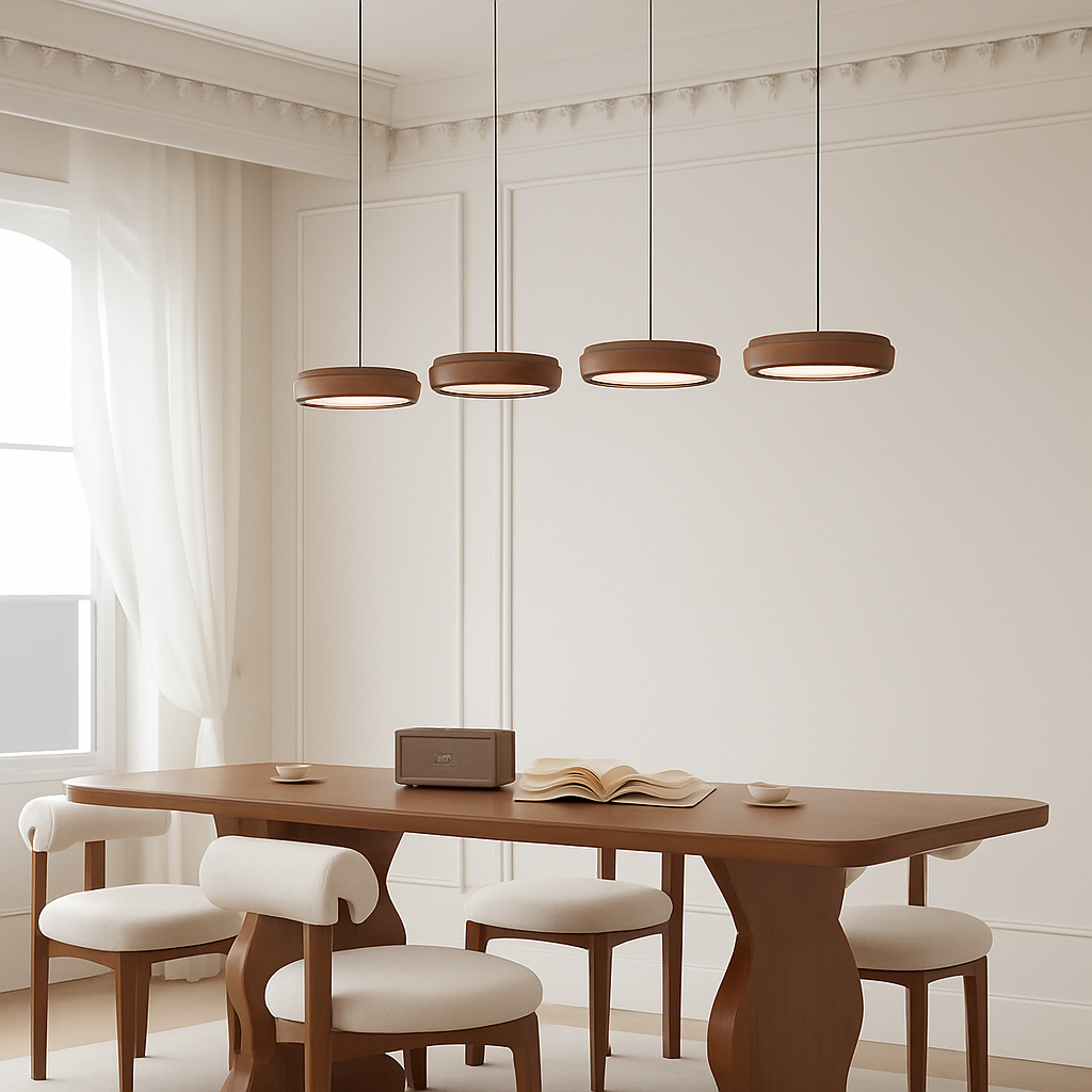 suspension moderne en bois à trois têtes minimaliste