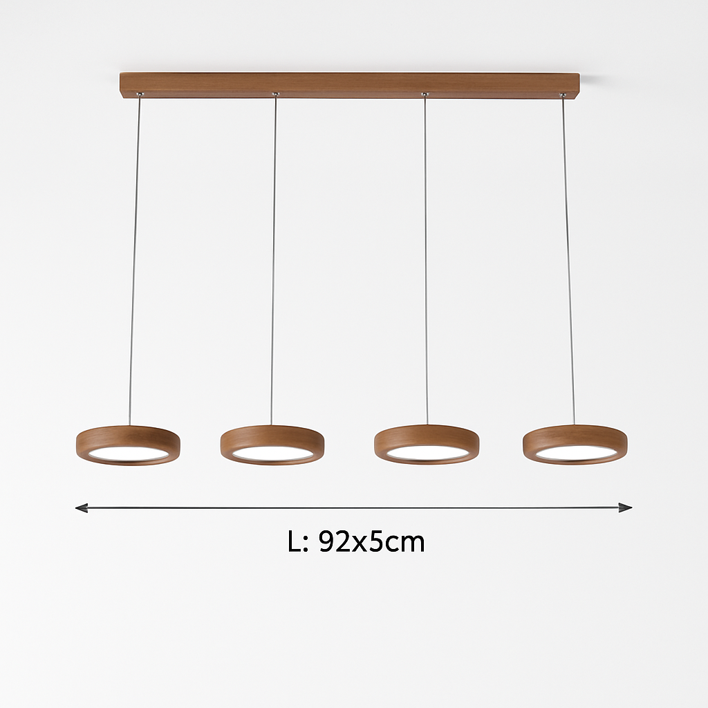 suspension moderne en bois à trois têtes minimaliste
