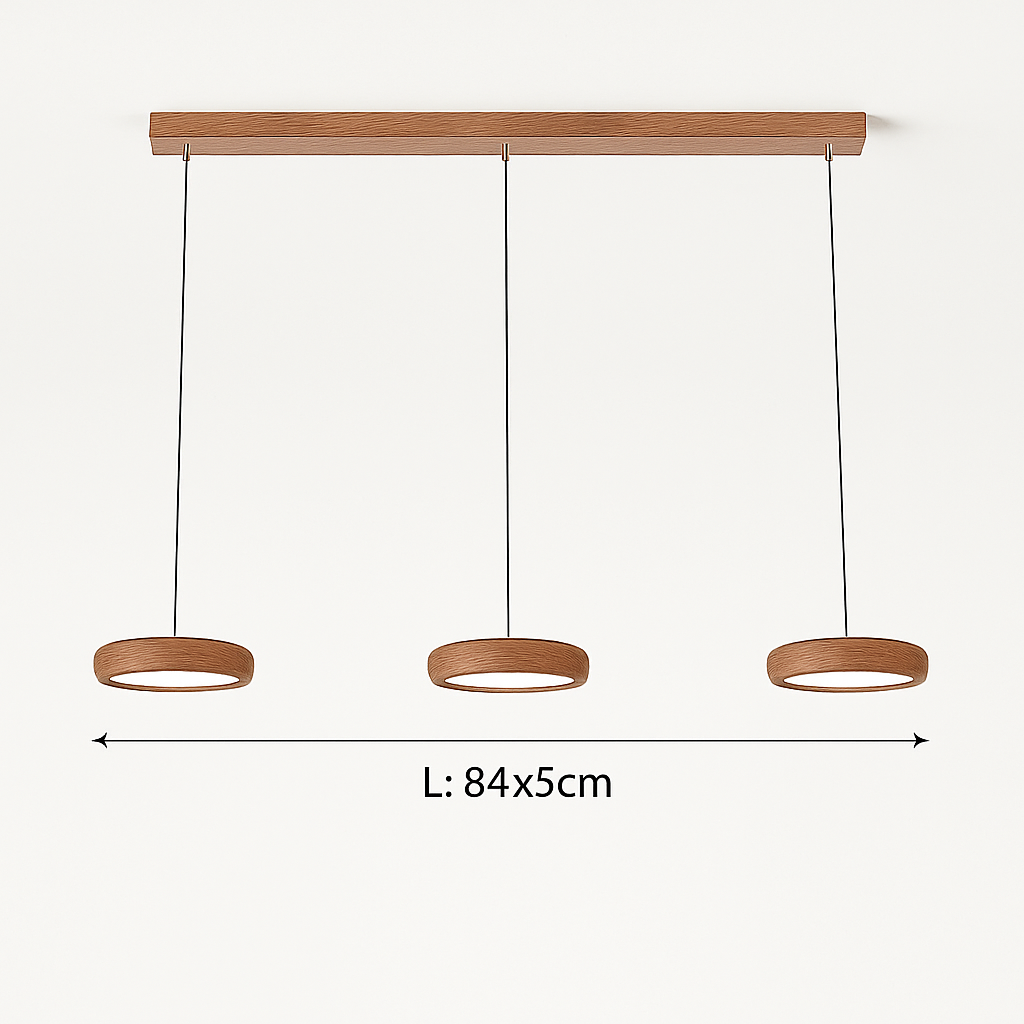 suspension moderne en bois à trois têtes minimaliste