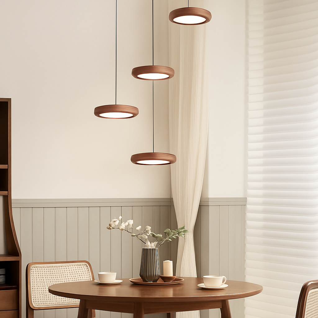 suspension moderne en bois à trois têtes minimaliste