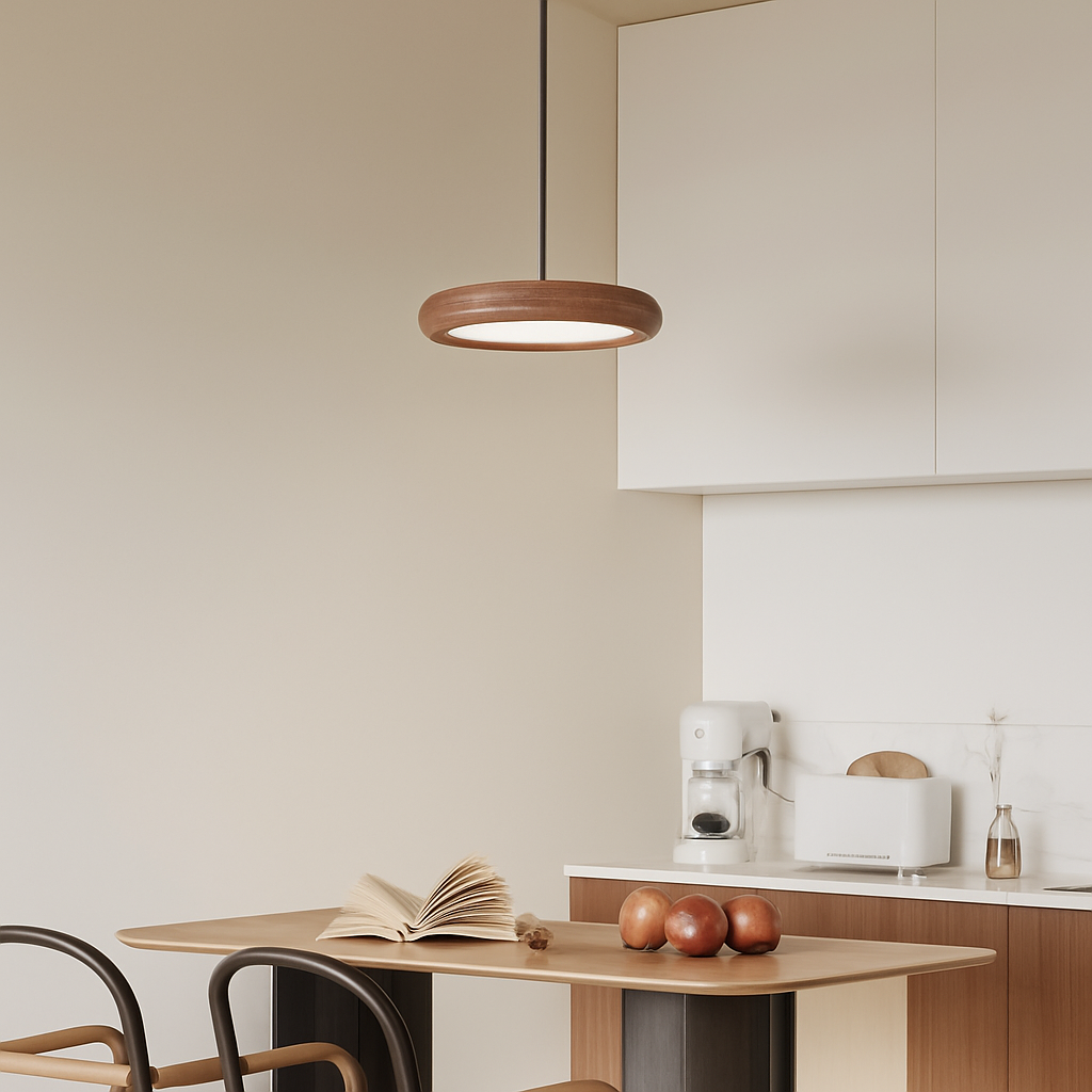 suspension moderne en bois à trois têtes minimaliste