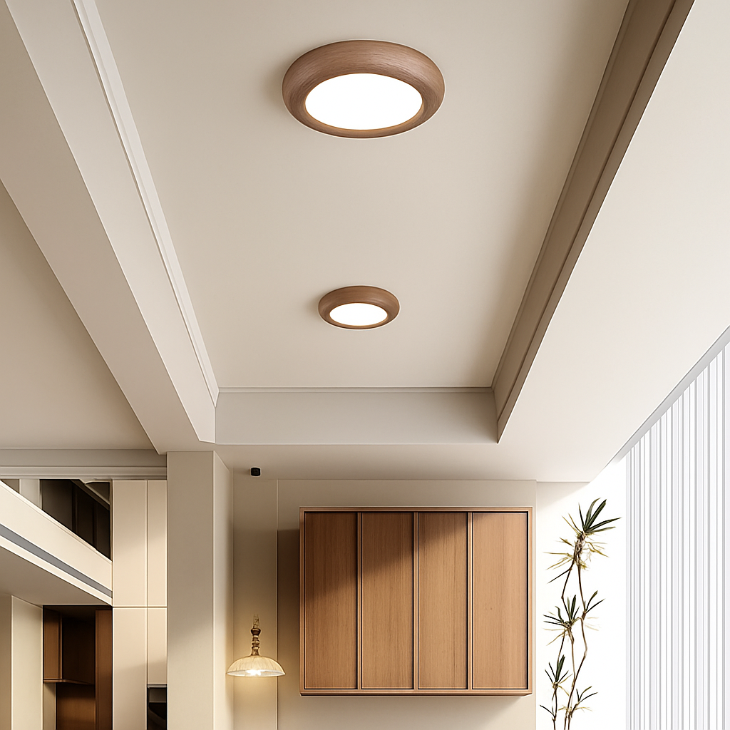suspension moderne en bois à trois têtes minimaliste