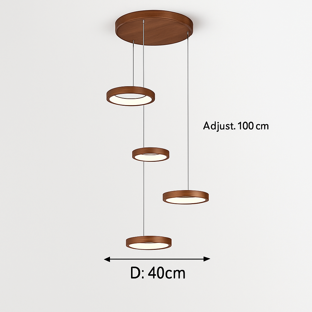suspension moderne en bois à trois têtes minimaliste