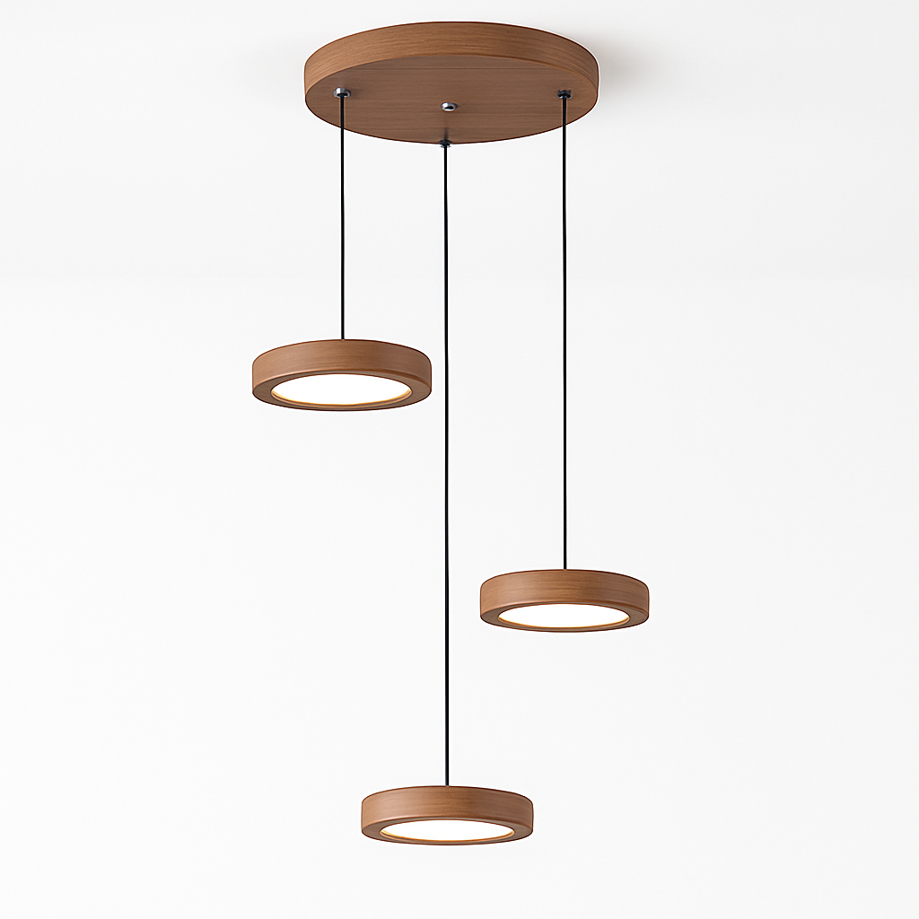 suspension moderne en bois à trois têtes minimaliste