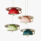 suspension moderne en céramique led théière pour cuisine