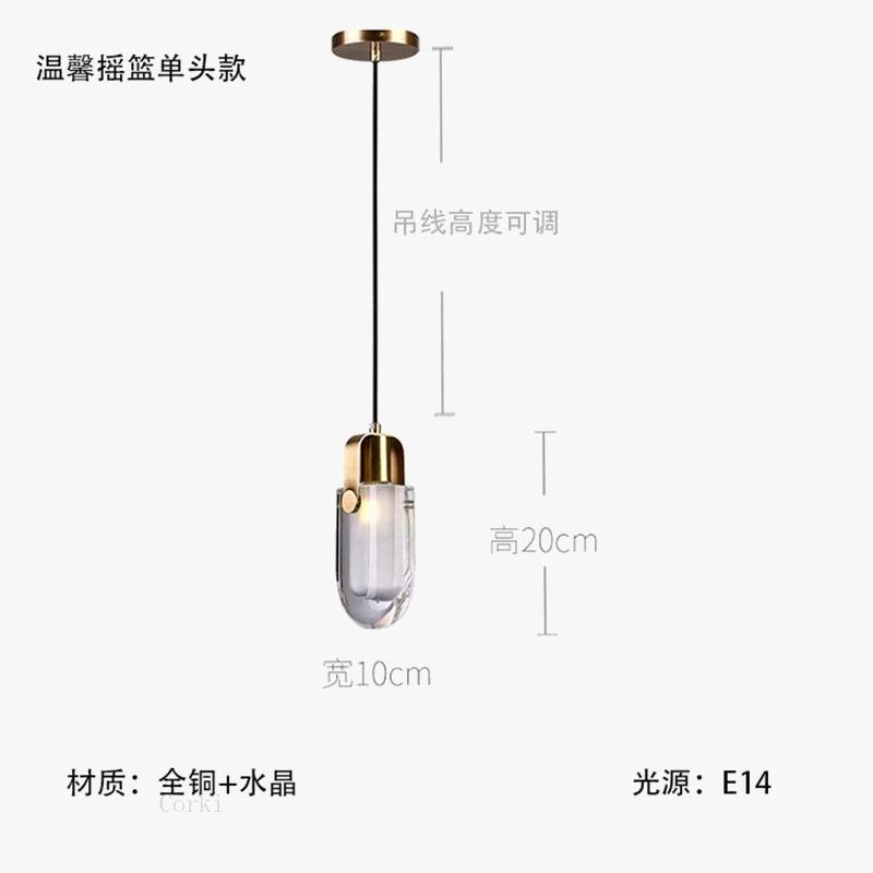 suspension moderne en cristal avec éclairage led décoratif