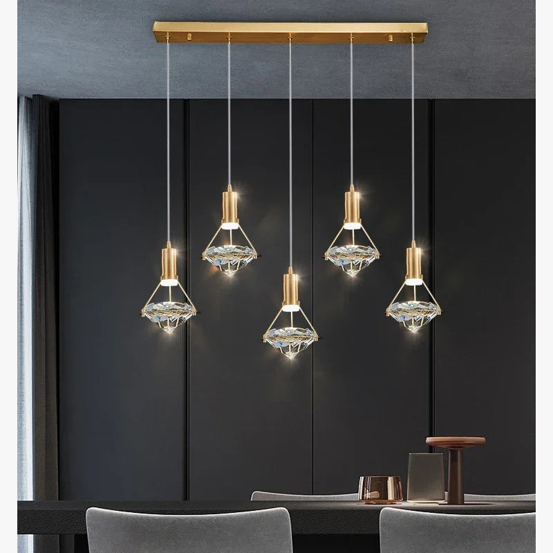 suspension moderne en cristal réglable pour intérieur élégant