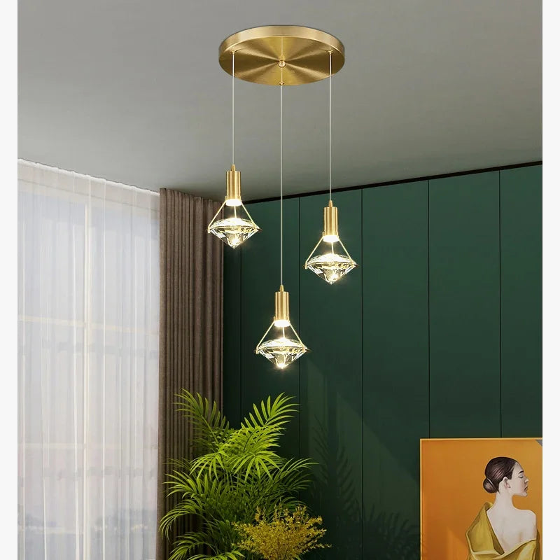 suspension moderne en cristal réglable pour intérieur élégant