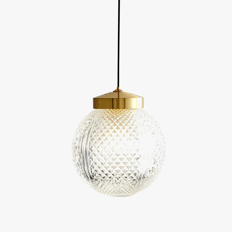 suspension moderne en cuivre avec cordon en verre transparent