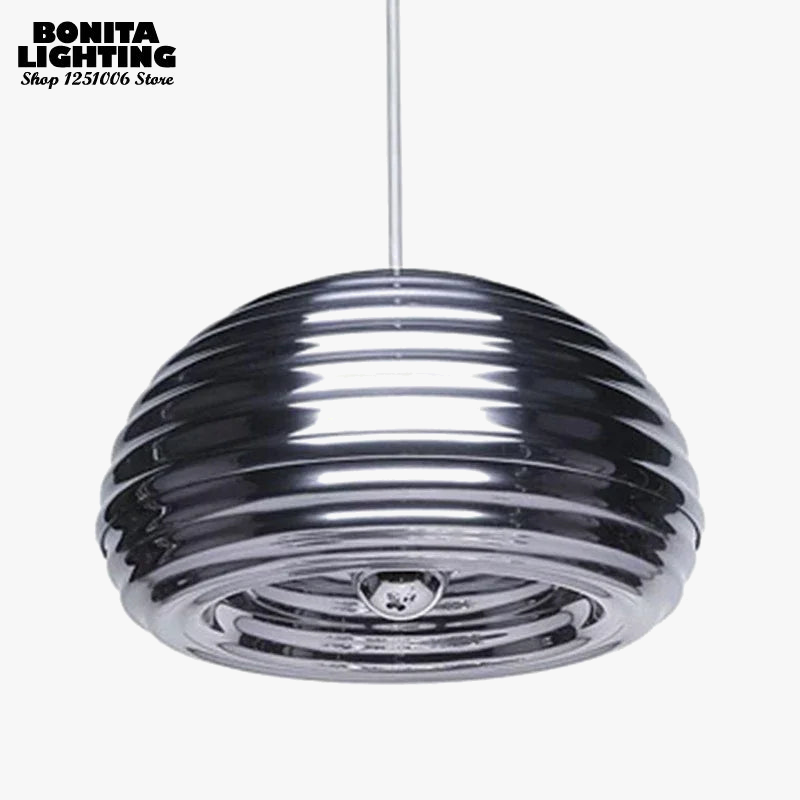 suspension moderne en demi-cercle design métal rayé pour intérieur élégant