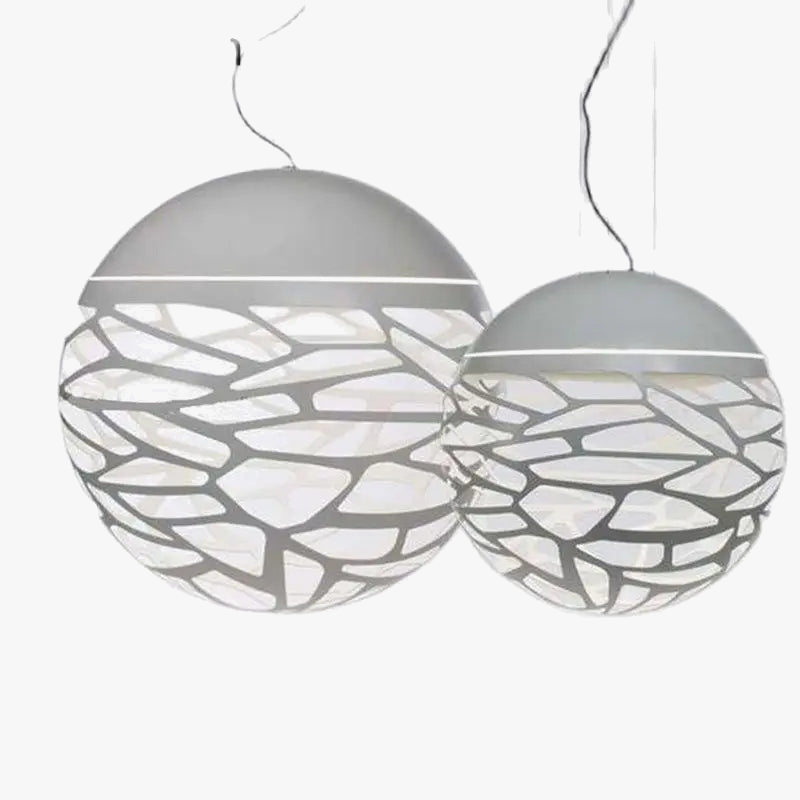 suspension moderne en fer creux style cage à oiseaux décoration industrielle
