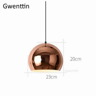 suspension moderne en fer et cuivre avec miroir à led