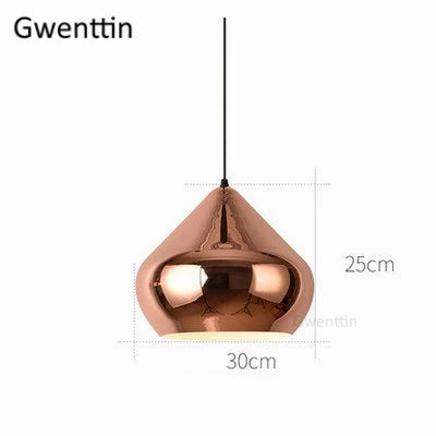 suspension moderne en fer et cuivre avec miroir à led