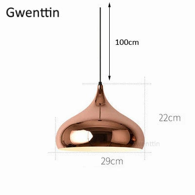 suspension moderne en fer et cuivre avec miroir à led