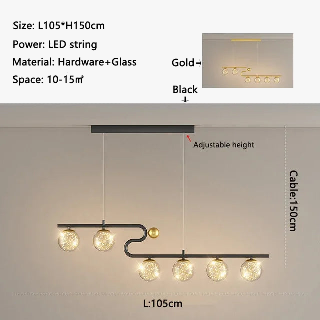 suspension moderne en forme de boule de verre décorative