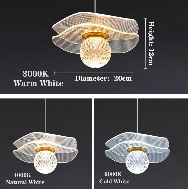 suspension moderne en forme de feuille de lotus personnalisable en cristal