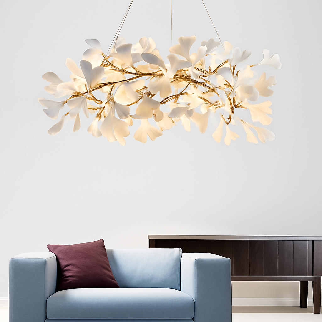suspension moderne en forme de feuilles d'acrylique avec cordon réglable