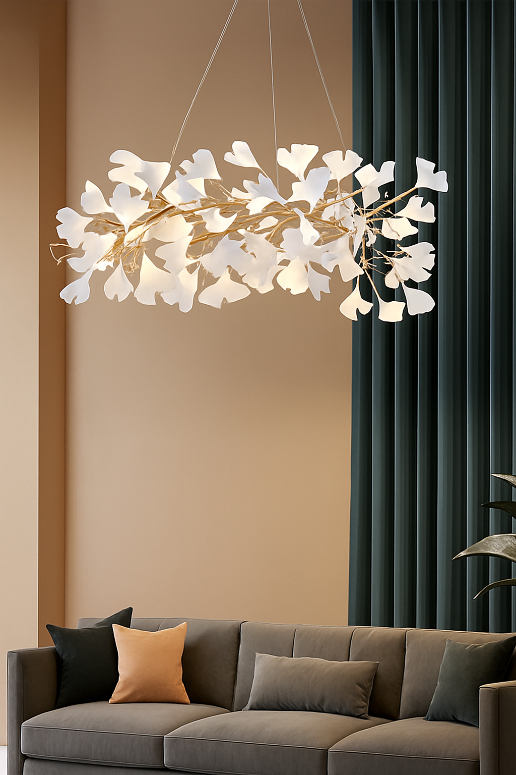 suspension moderne en forme de feuilles d'acrylique avec cordon réglable