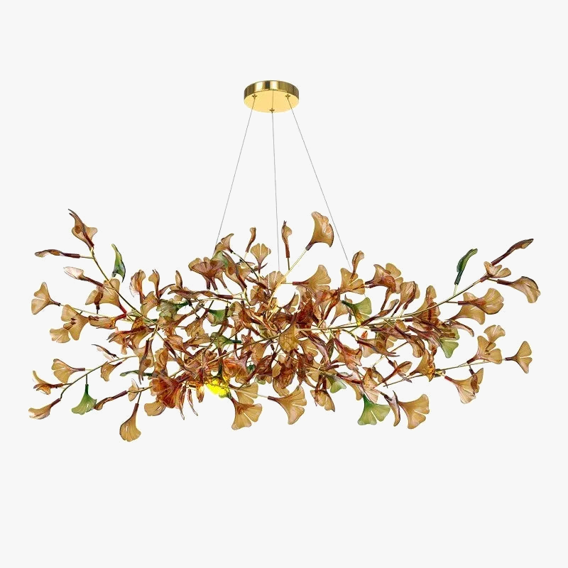 suspension moderne en ginkgo en verre personnalisée pour un éclairage élégant