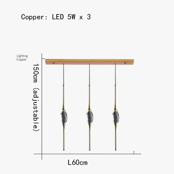suspension moderne en laiton et cristal pour décoration intérieure design