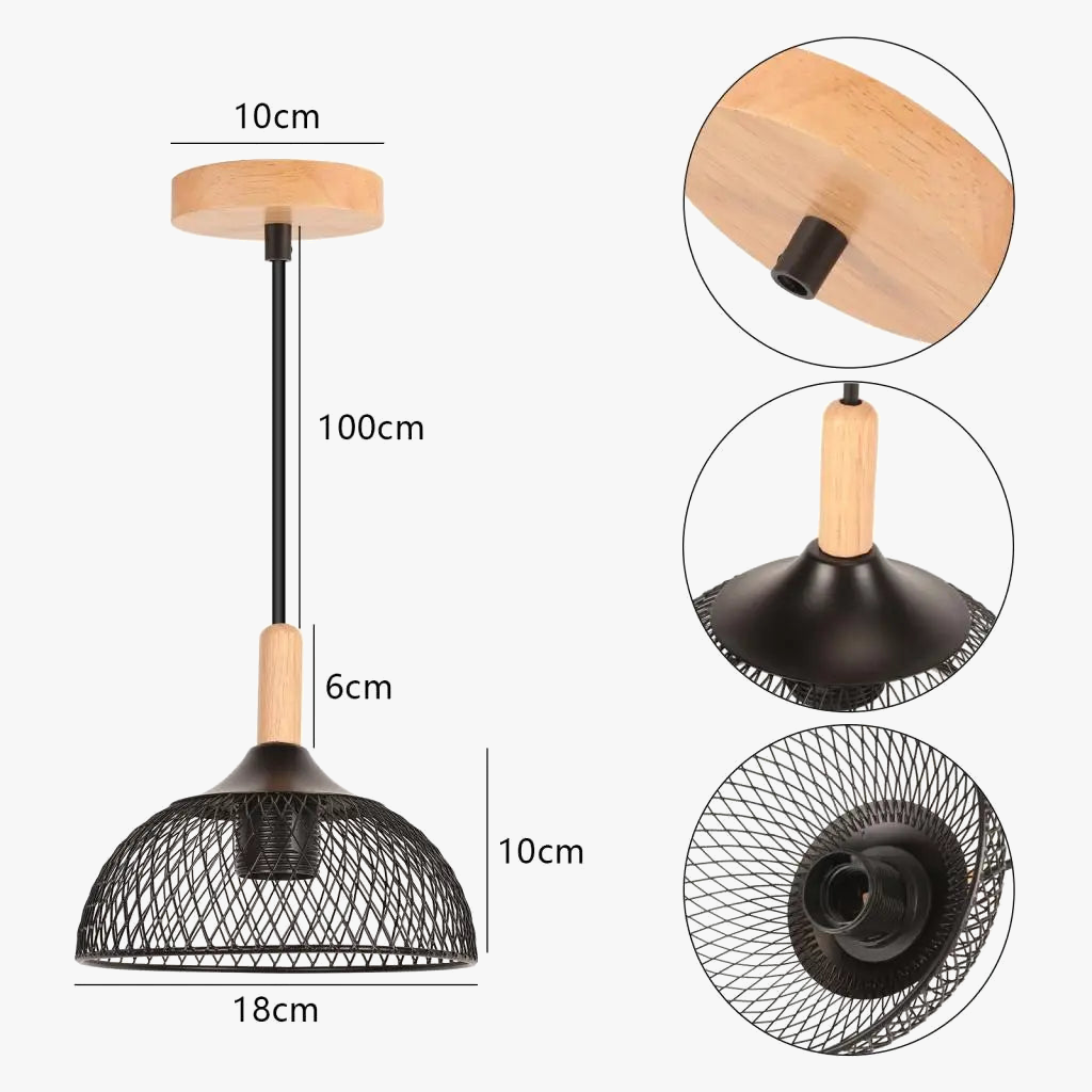 suspension moderne en métal noir pour décoration intérieure