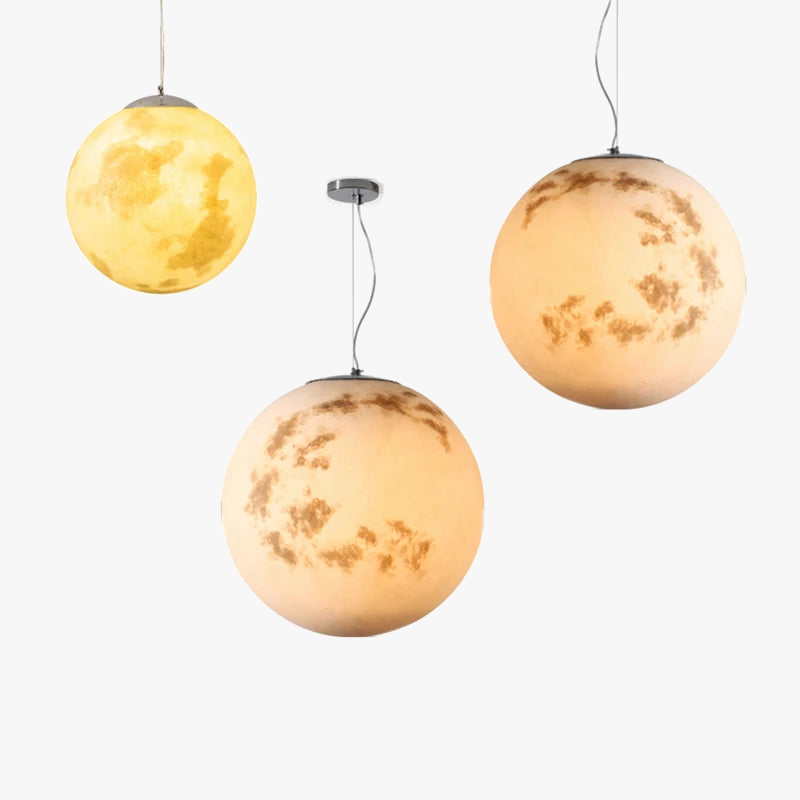 suspension moderne en résine fantaisie led lune
