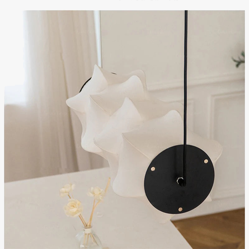 suspension moderne en soie à led style wabi-sabi